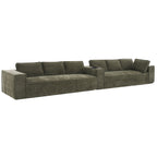 Modular Sectional Sofa - Chenille, No Assembly, 6 Seat in dark green with plush cushions and modern block armrests for stylish living rooms.