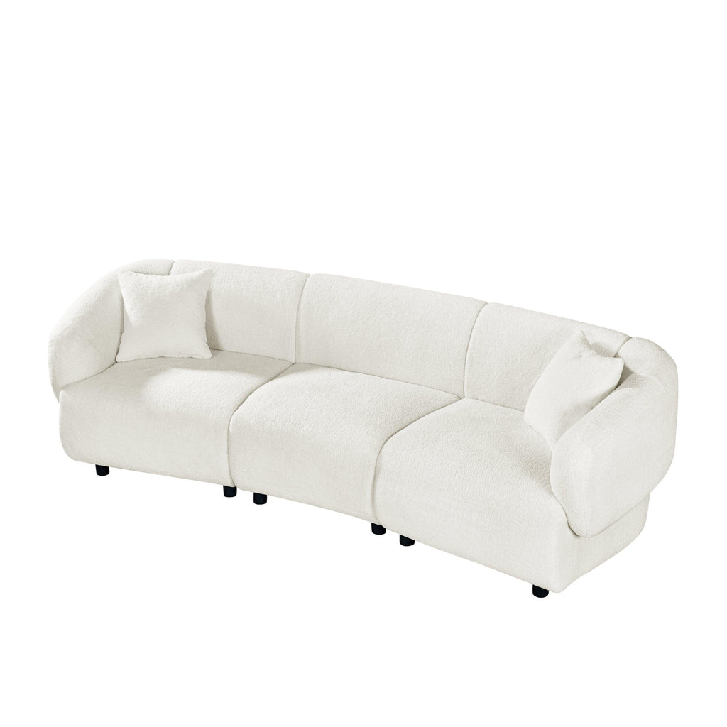 Curved Contemporary 3-Seater Sofa in Beige for Stylish Living.