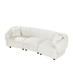 Curved Contemporary 3-Seater Sofa in Beige for Stylish Living.