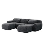 Modular Sofa Dark Grey - Boneless Design with chaise. Plush, anti-slip texture and low-profile build for modern interiors.