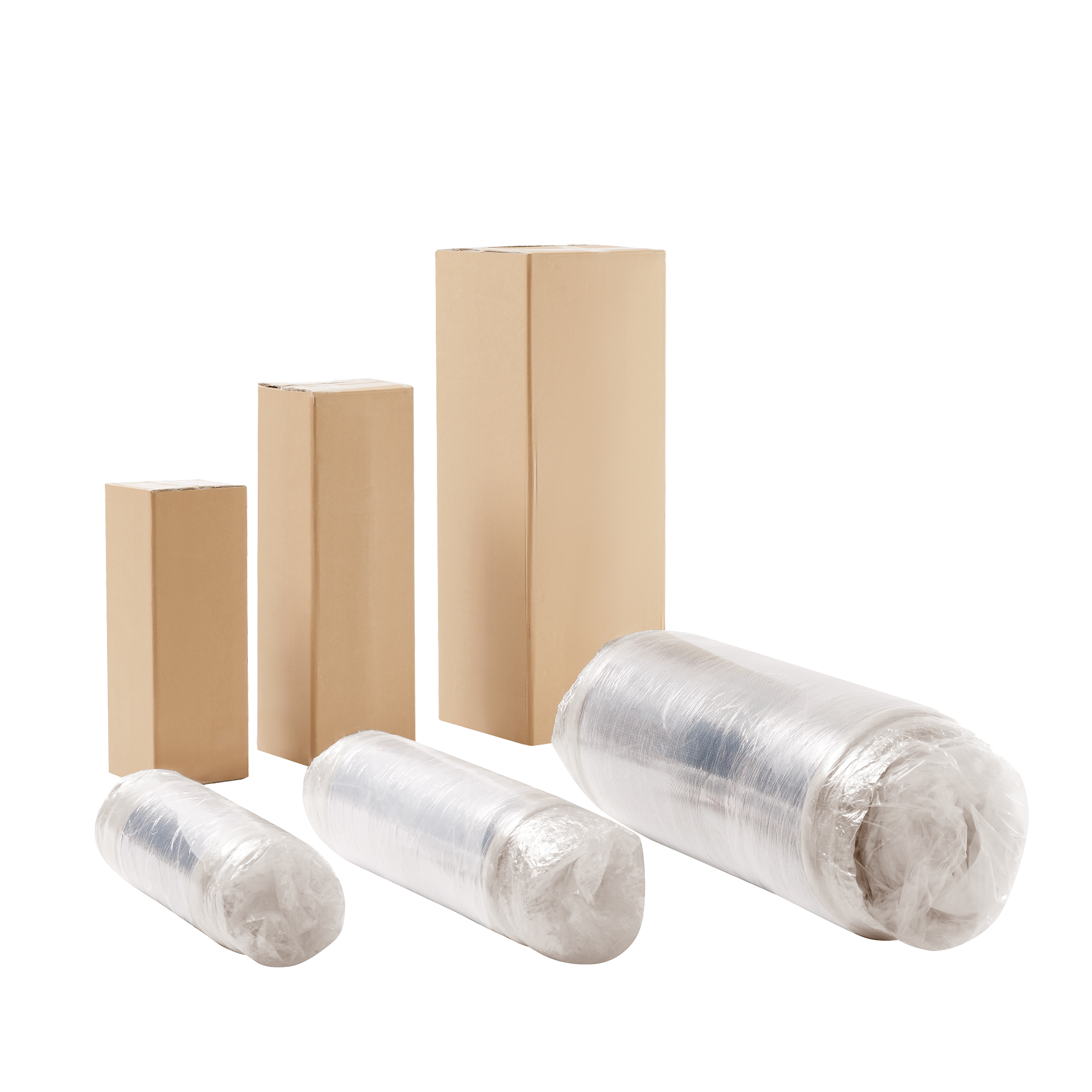 Packaging of Velvet Modular Sectional Sofa - L Shape, showing rolled and boxed components for convenient delivery.