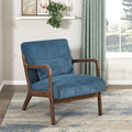 Blue Corduroy Accent Chair with Solid Rubber Wood Frame