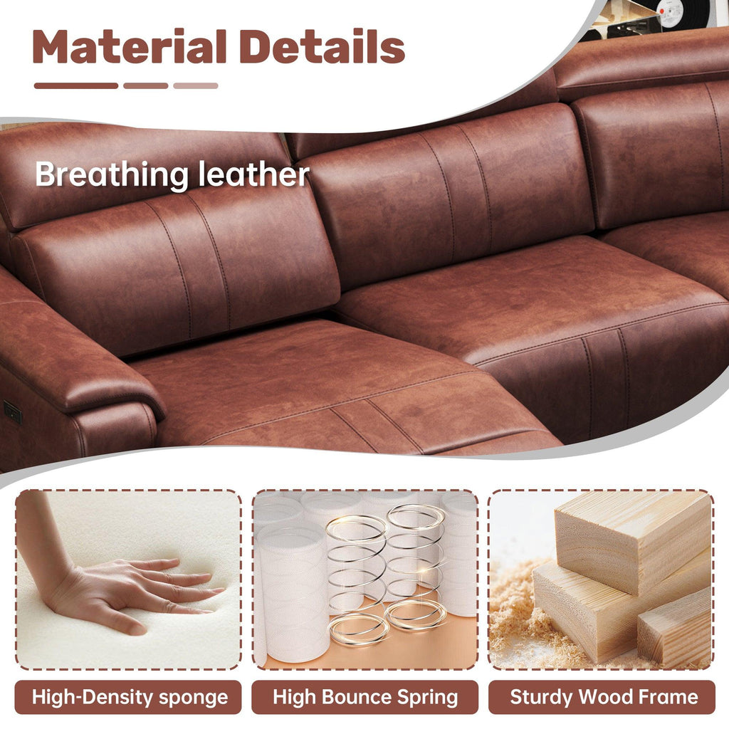 6-Piece Modular Leather Sectional Sofa for Living Room.