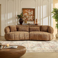 Curved Modern Sofa - 4-Seat Textured Fabric Couch.