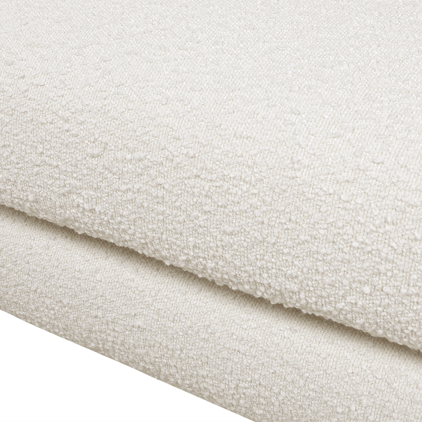 Detailed texture of the ivory white faux sherpa boucle fabric used in the Alpine 44' Sherpa Arm Chair.