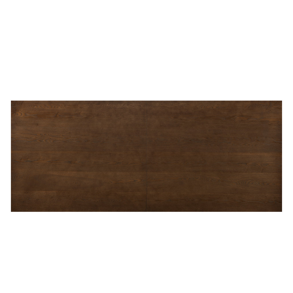 Walnut Dining Table 95 Inch - Solid Wood | Seats 8, top-down view displaying smooth walnut wood grain and seamless surface.