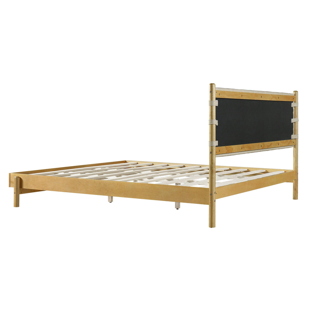 Rubber Wood King Bed Frame - Elegant Mid Century Design.