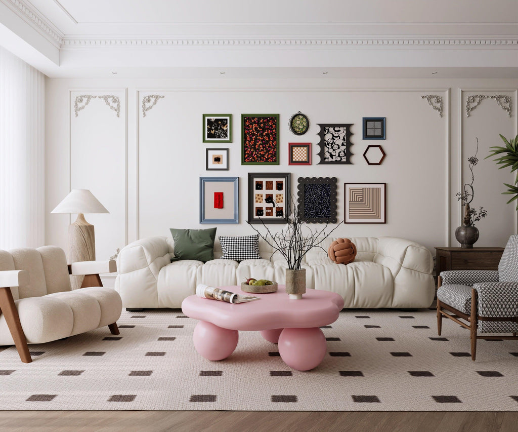 Pink Cloud Shaped Coffee Table for Small Spaces.