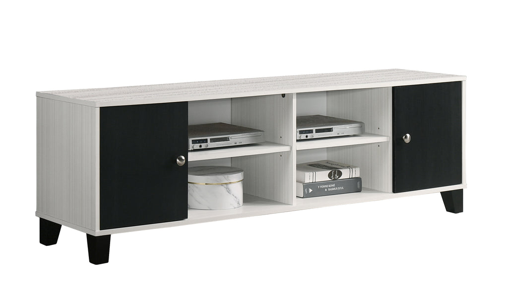 Contemporary Black and White TV Stand with Storage