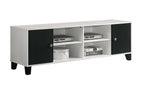 Contemporary Black and White TV Stand with Storage