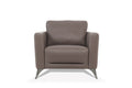 Malaga Taupe Leather Accent Chair with Chrome Metal Legs