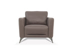 Malaga Taupe Leather Accent Chair with Chrome Metal Legs