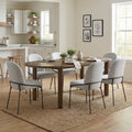 71-Inch Oval Solid Wood Dining Set for 6 in Walnut and Gray Fabric