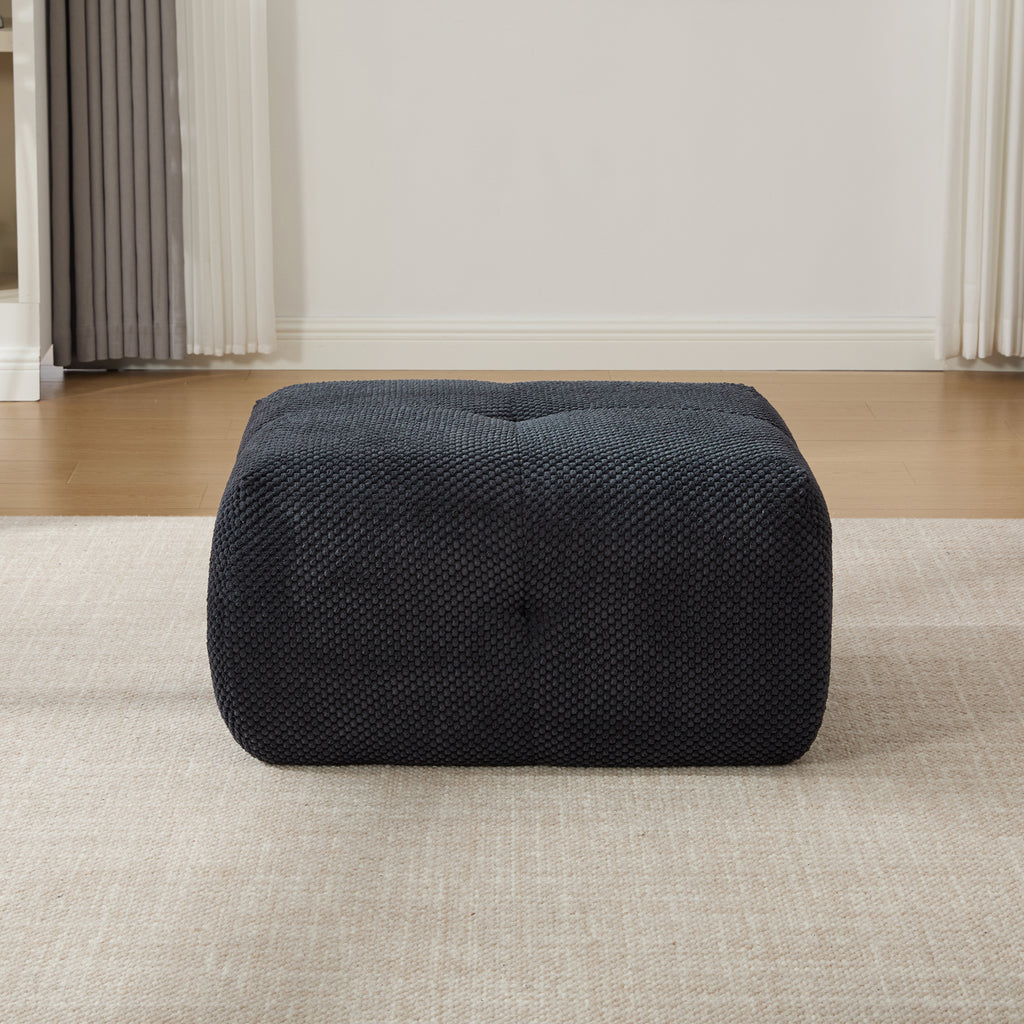 31' Modular Cloud Armless Accent Chair with Ottoman Set, Modern Boneless Deep Seat Single Sofa Soft Lounger with Footstool Throw Pillow for Living Room, Bedroom, Dorms, No Assembly Required, Charcoal