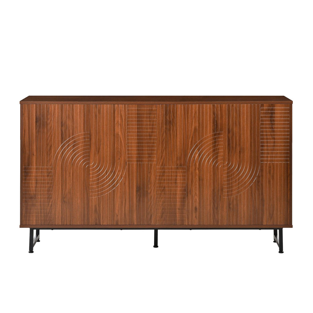 Walnut Mid-Century Modern Sideboard Buffet Cabinet.