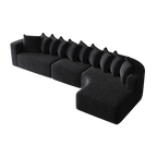 Chenille Sectional Sofa - Modular L-Shaped Sofa top angle on black background, highlighting modular layout and plush chenille upholstery.