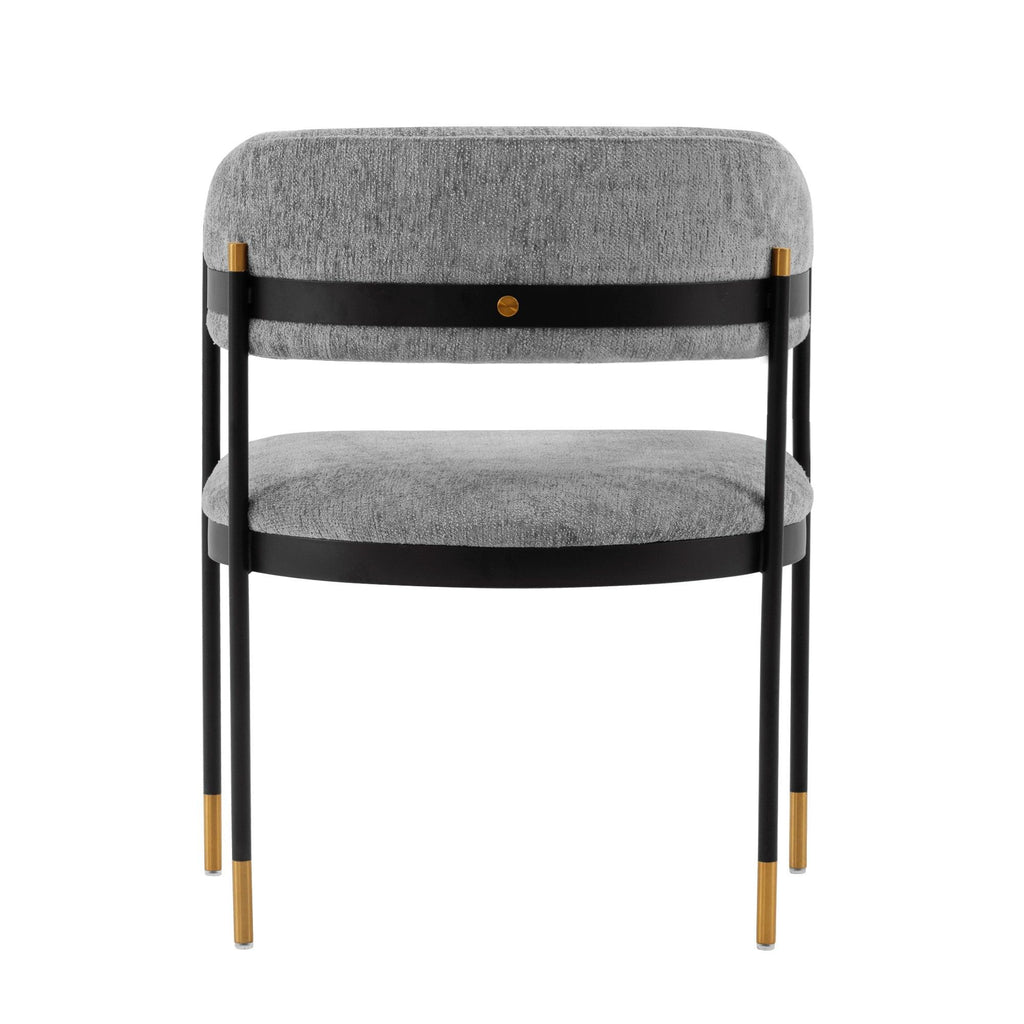 Lia Metal Chenille Armchair in Gray.