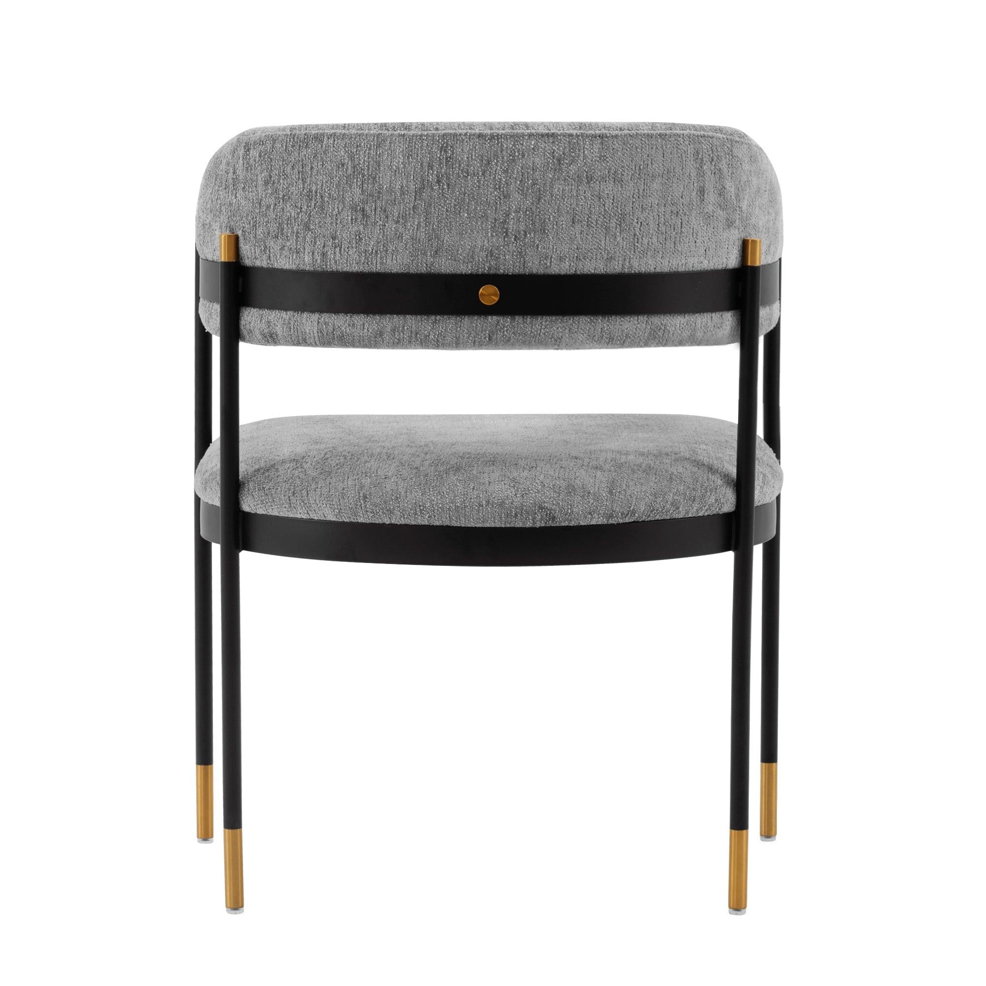 Lia Metal Chenille Armchair in Gray.