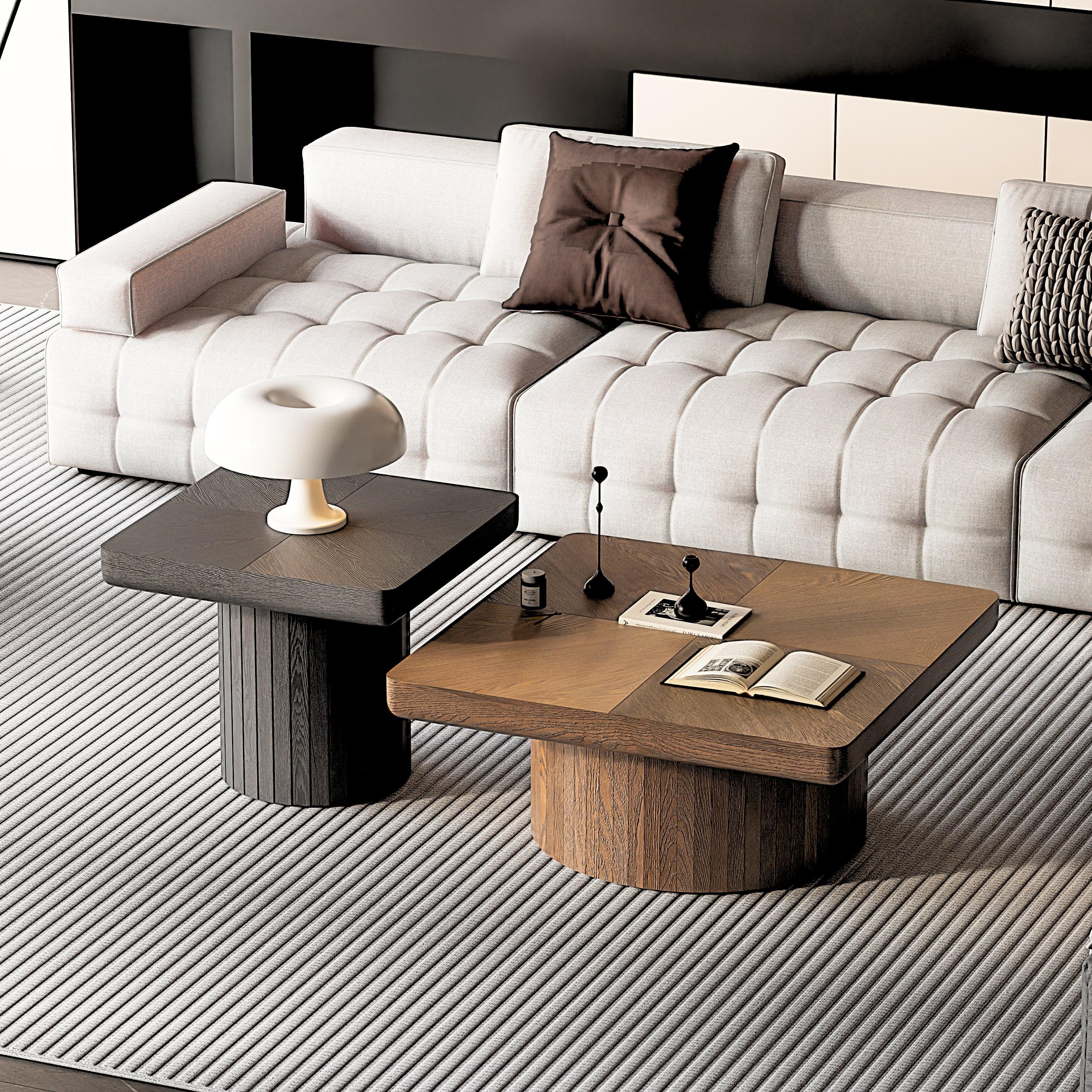 Wood Nesting Coffee Table Set for Versatile Living Room Use.