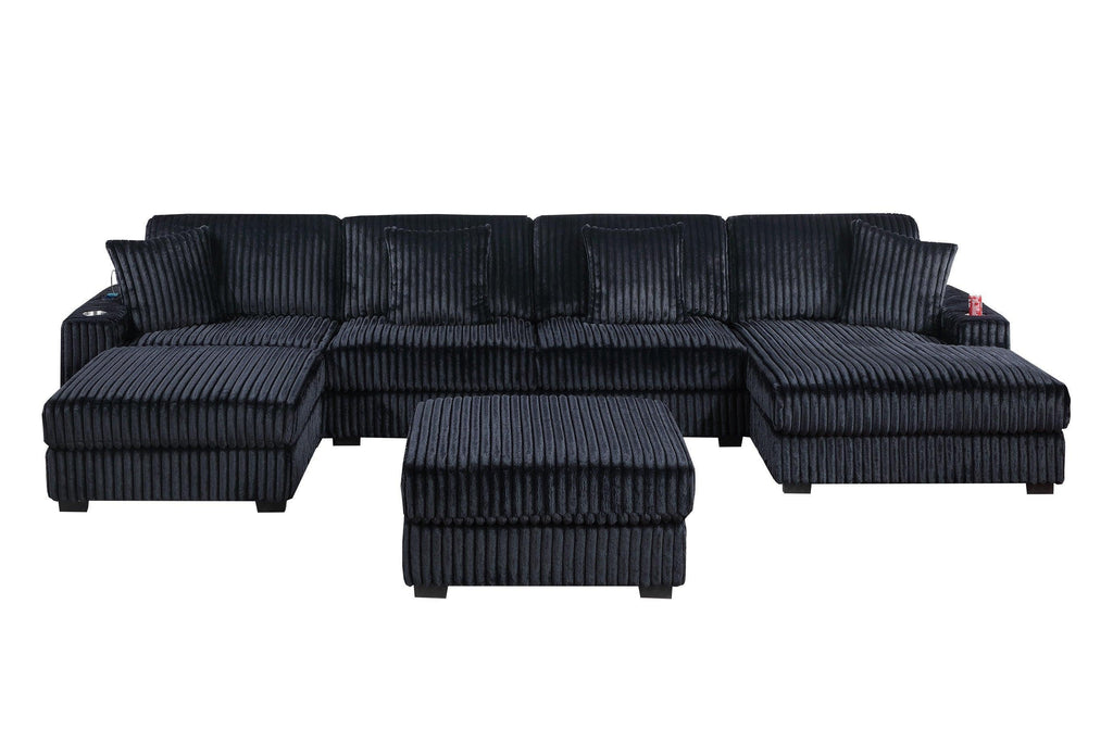 6-PC Modular Sectional Sofa Set with USB Cup Holder.