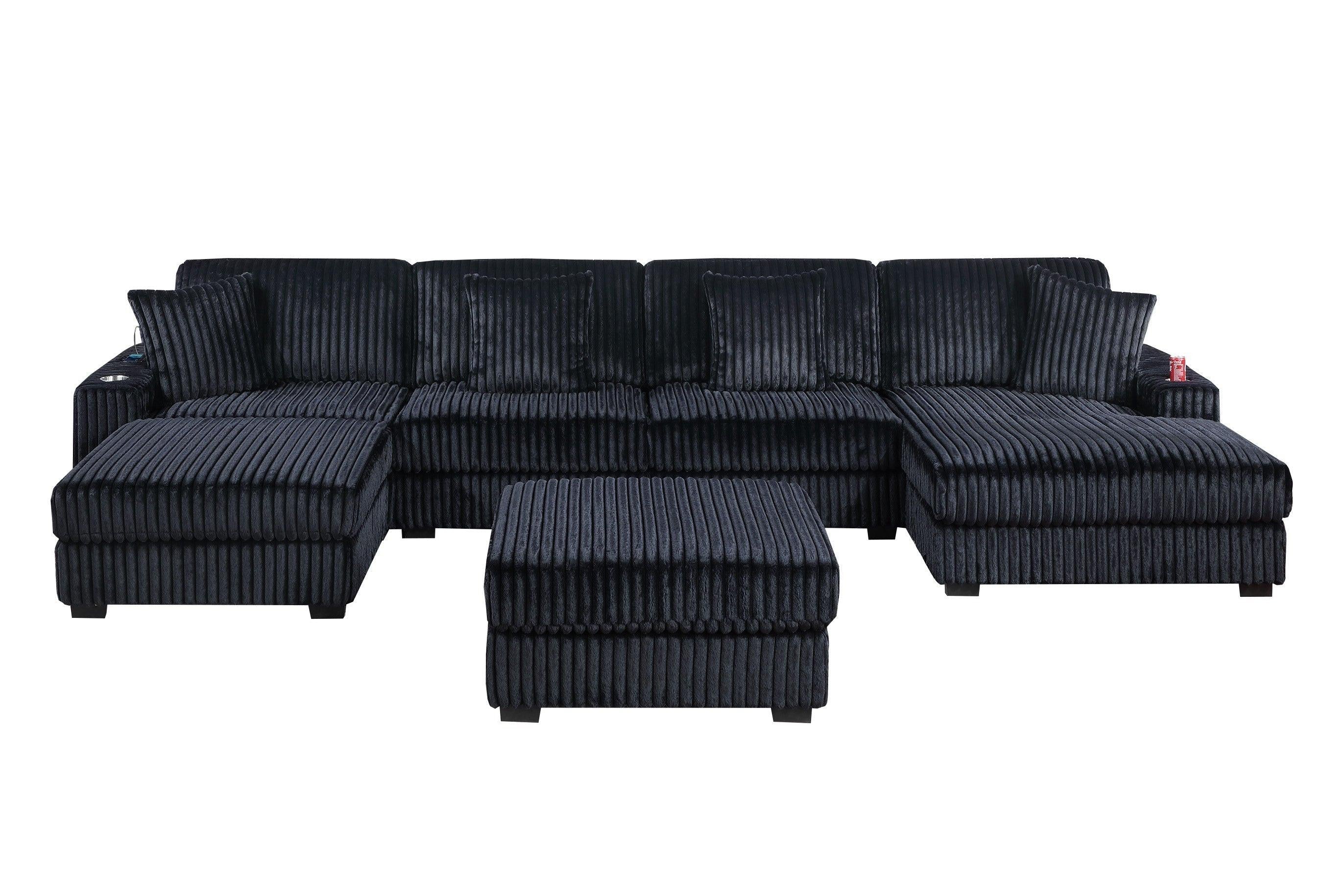 6-PC Modular Sectional Sofa Set with USB Cup Holder.