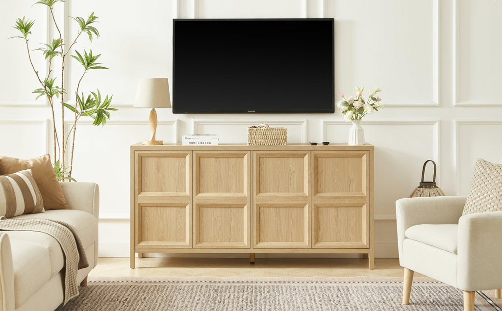 67'' Oak Sideboard Storage Cabinet with Tip-On Opening.