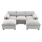 Top-down view of Chenille Modular Sofa - U-Shaped Couch with Storage showing symmetrical U-shape layout and plush seating.