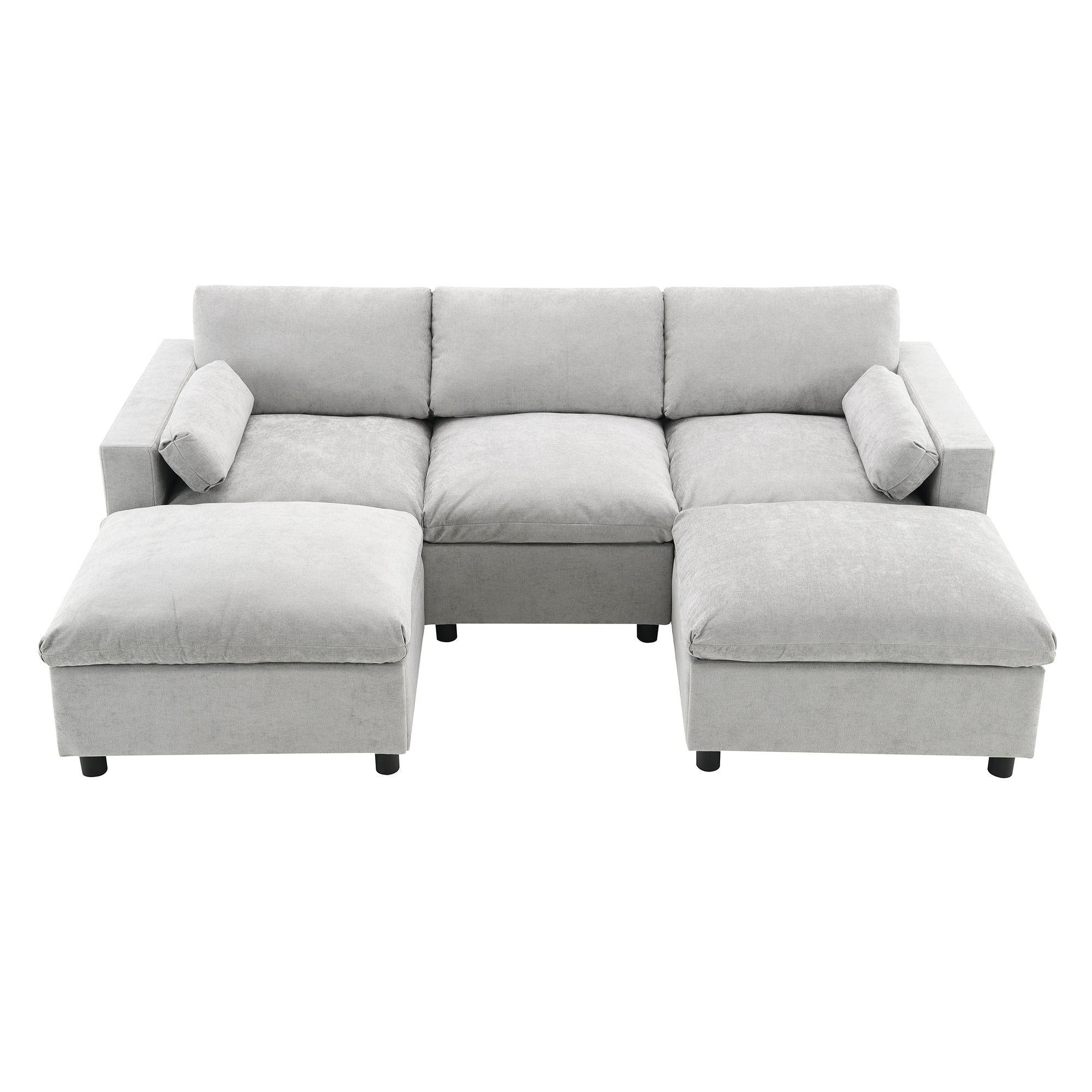 Top-down view of Chenille Modular Sofa - U-Shaped Couch with Storage showing symmetrical U-shape layout and plush seating.