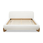 Alpine Platform Bed Queen in Ivory White Boucle.