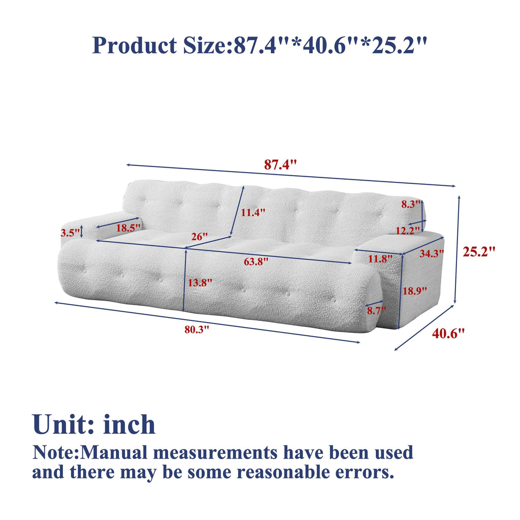 Chenille Button-Tufted Three-Seater Sofa for Comfort.