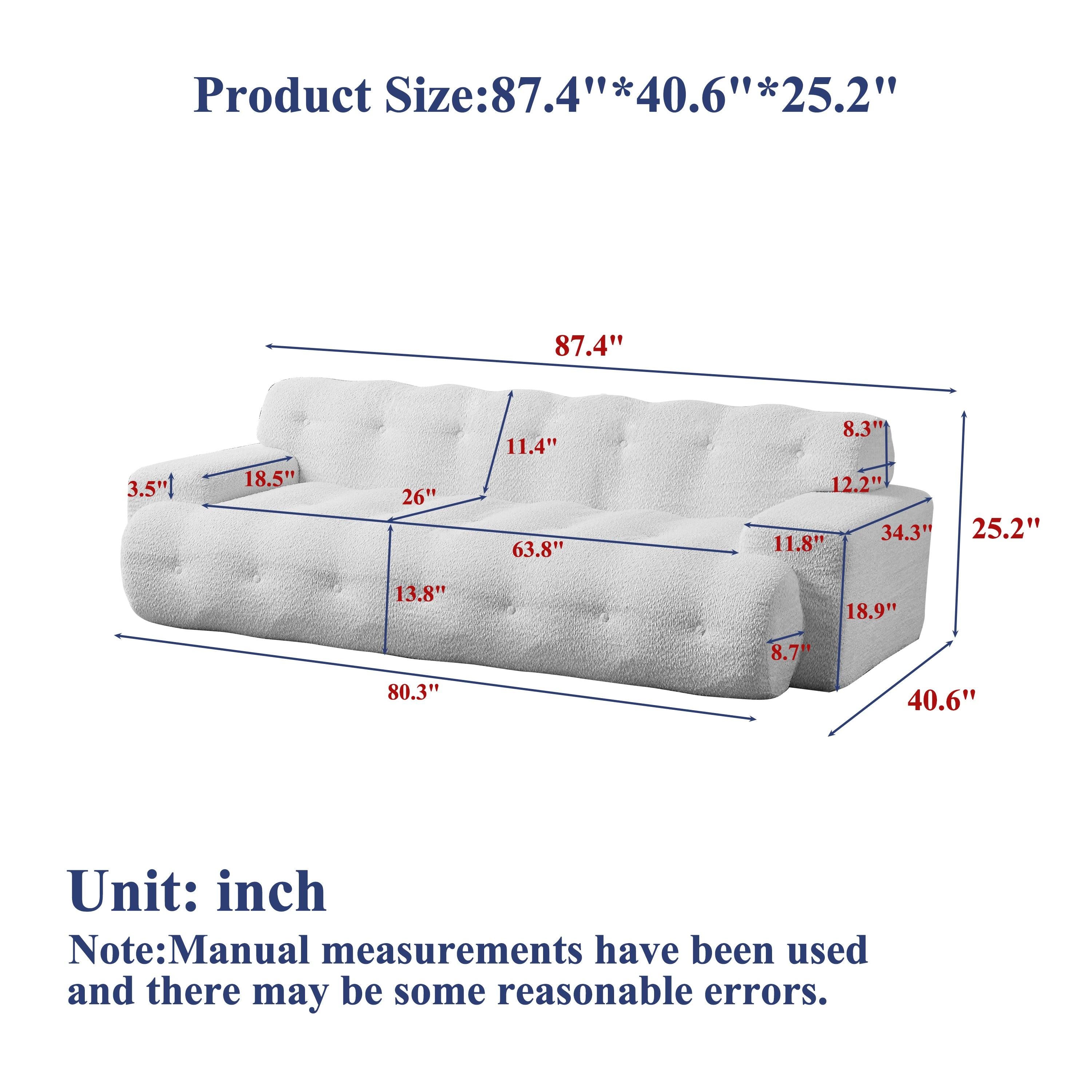 Chenille Button-Tufted Three-Seater Sofa for Comfort.