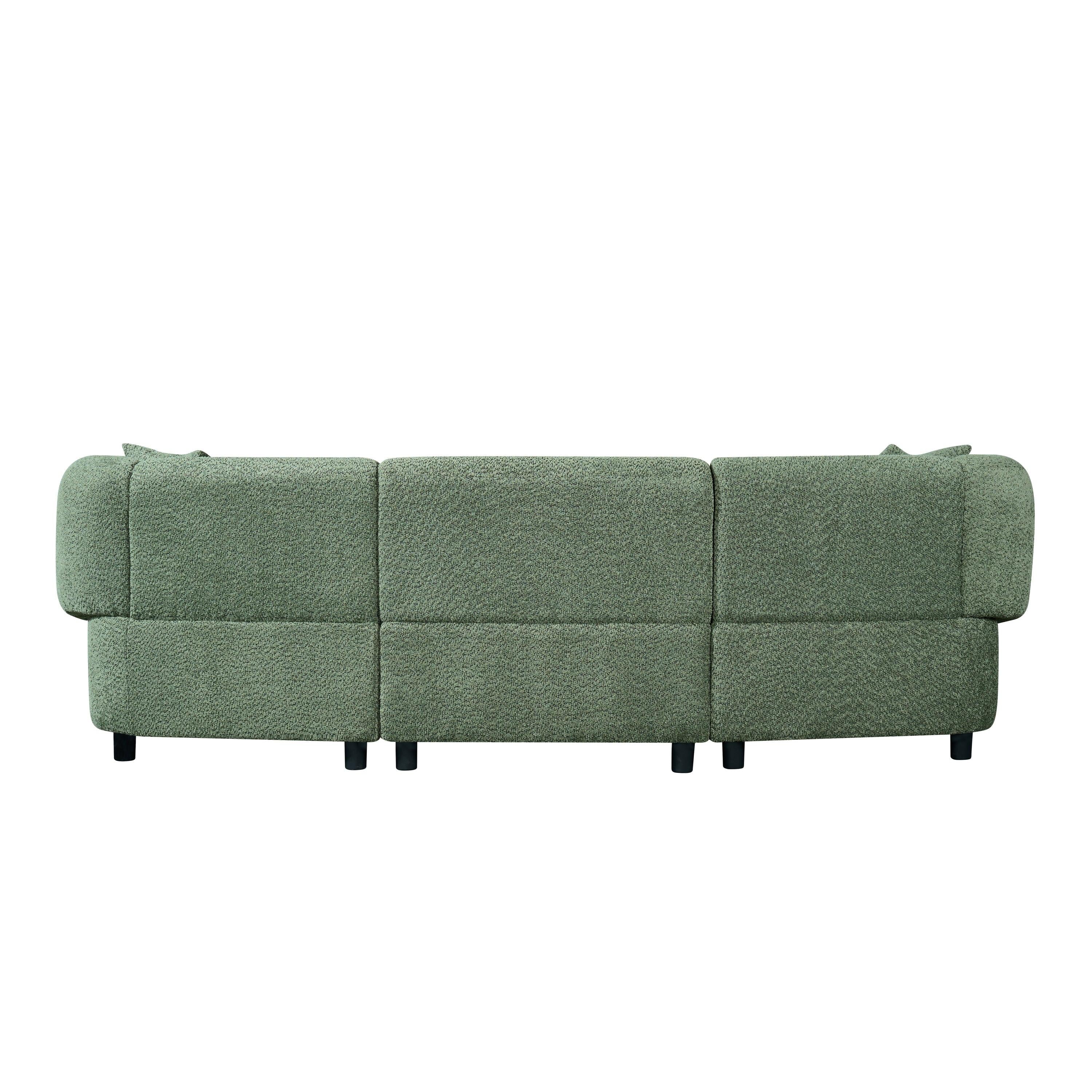 Curved 3-Seater Sofa in Green - Comfortable Seating & Modern Design.