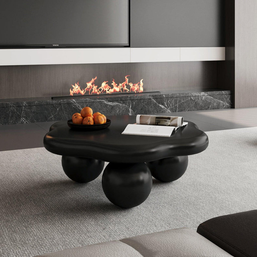 Black Cloud Shaped Coffee Table - Space Saving Design.