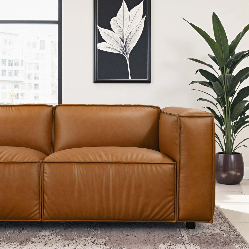 Findlay Mid Century Modern Vegan Leather Sectional Sofa.