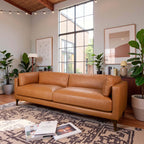Bellrose Mid-Century Modern Leather Sofa.