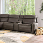 Power Reclining Sectional Dark Gray Sofa for Living Room.