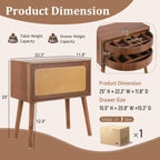 Rotating Hidden Compartment Nightstands - Walnut Rattan Table.