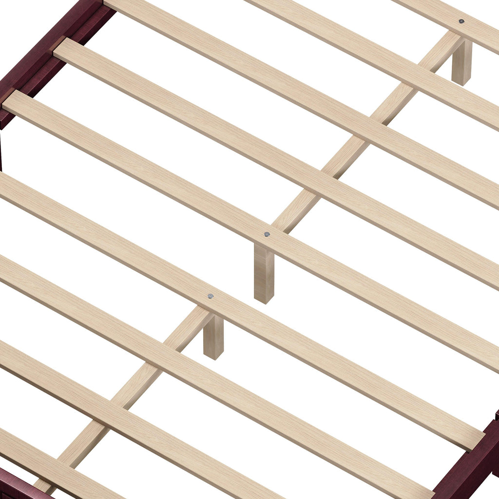Vintage Queen Bed Frame with Headboard and Slats Support.