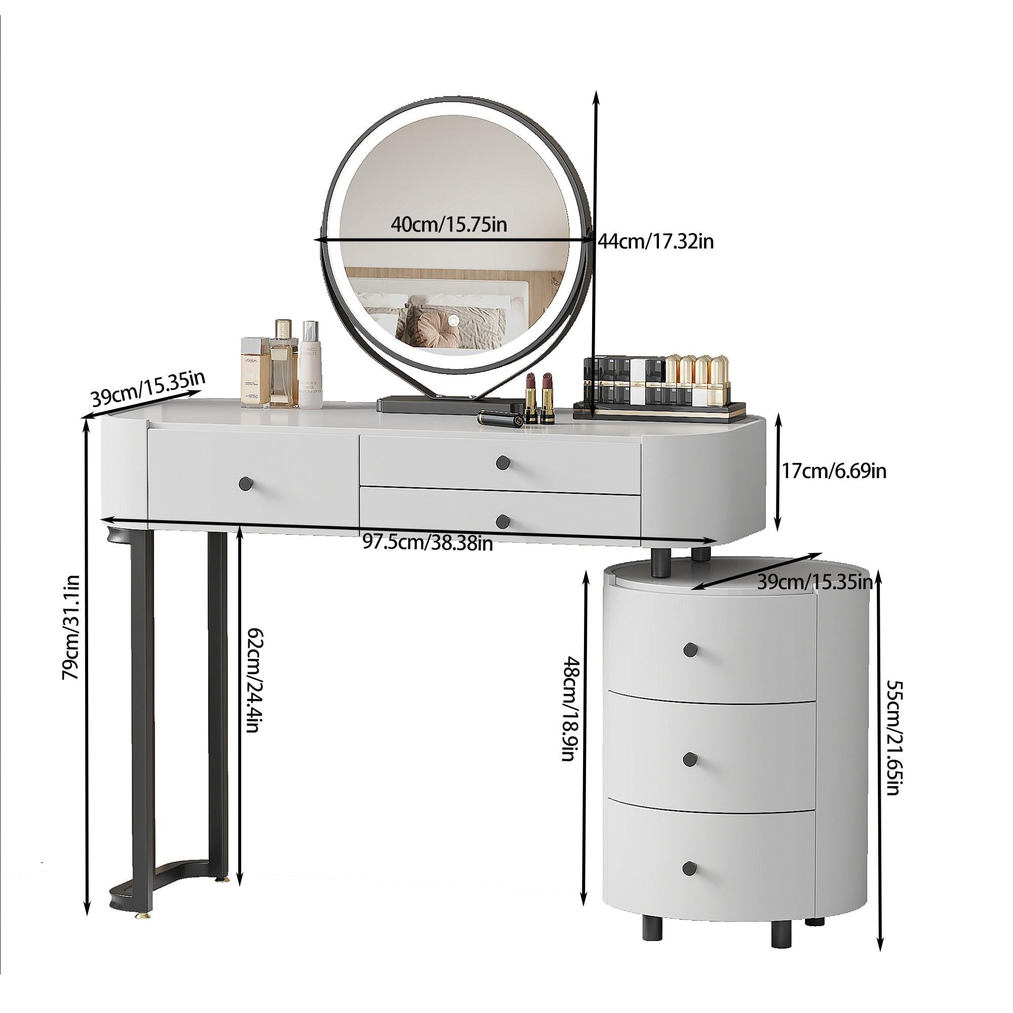 Minimalist Dressing Table with Detachable Mirror.