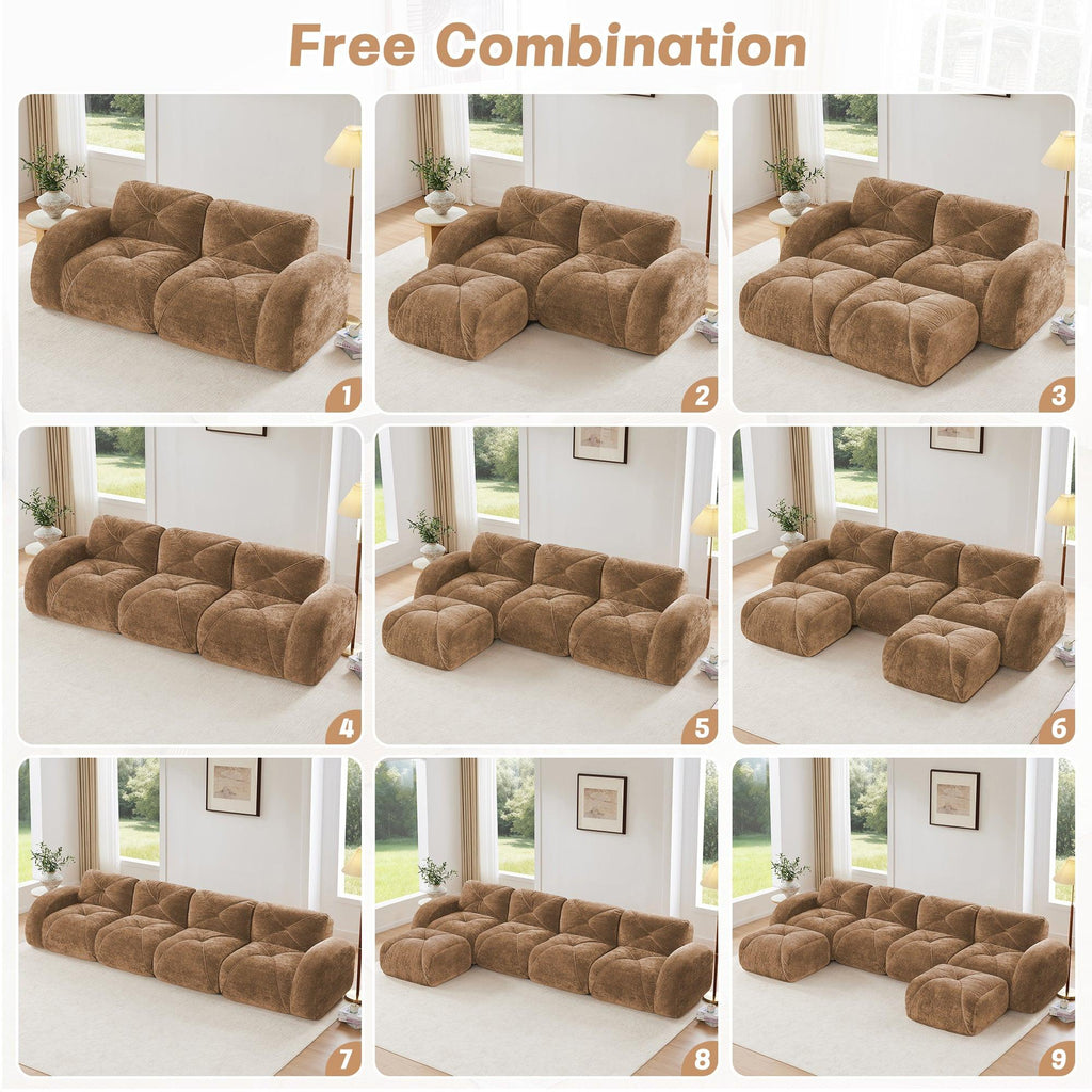 Modern Velvet Sofa Set - 2 Piece Deep Seat Couch.