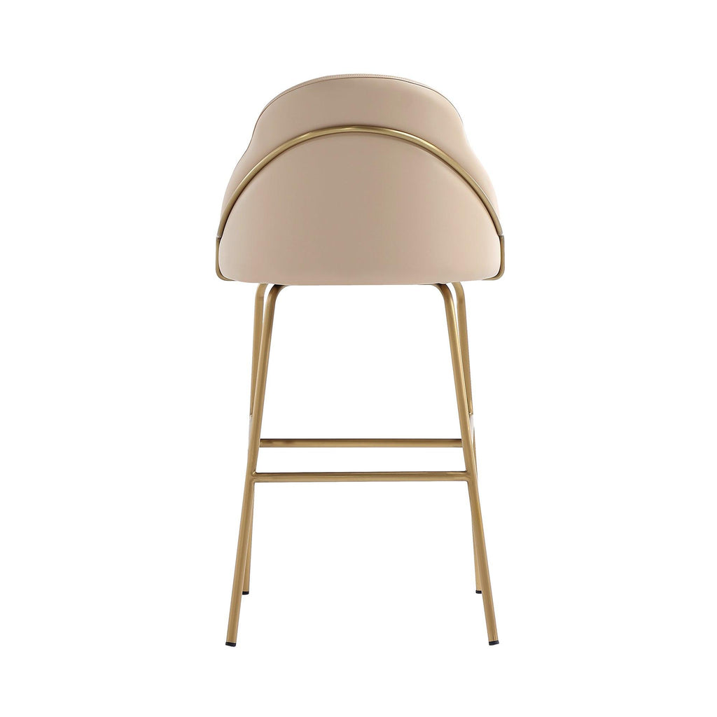 Gracie Tan and Gold Leatherette Barstool with Steel Legs.