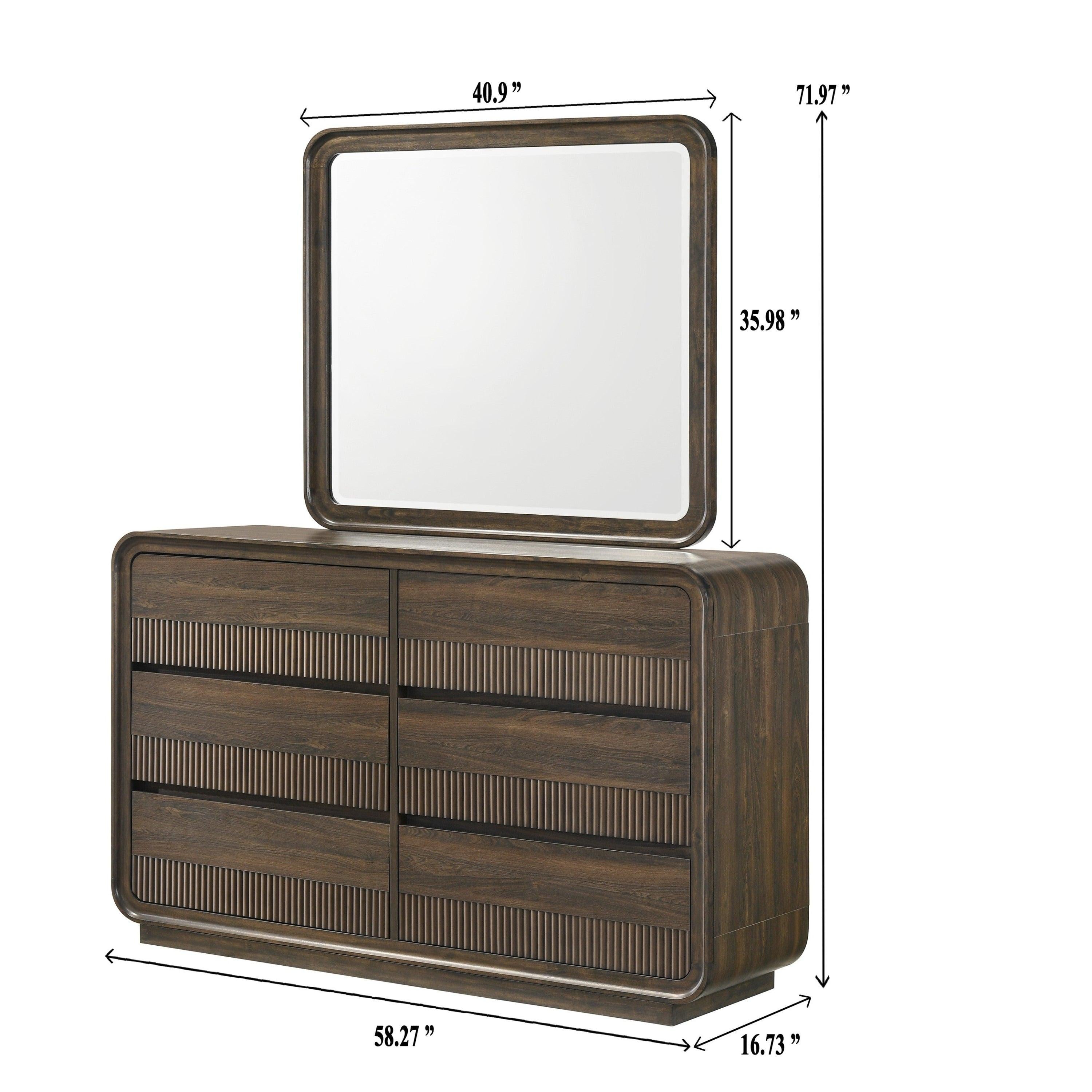 Mid-Century Dresser with Storage and Rounded Edges.