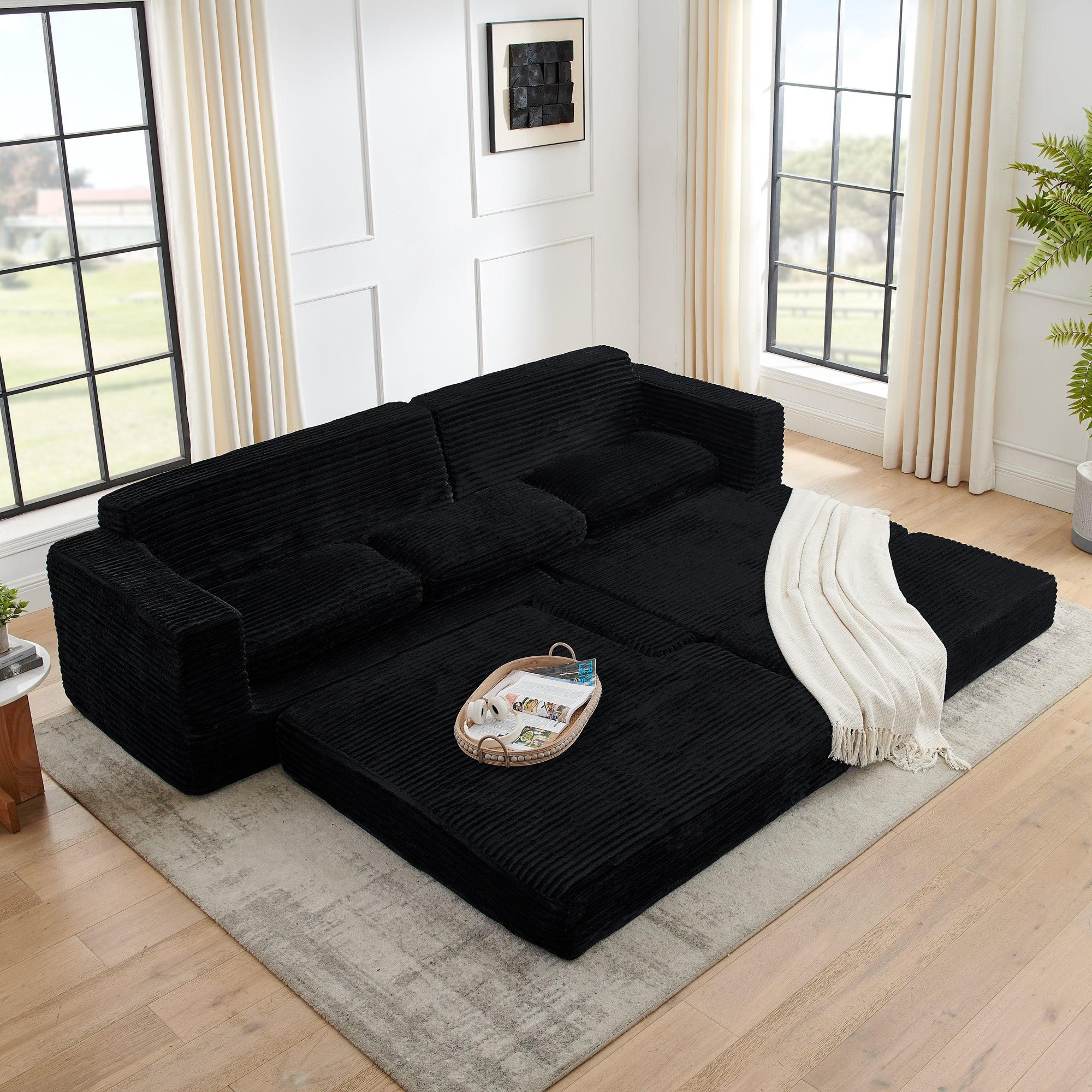 Modern Modular Sectional Sofa in Black.