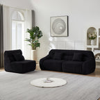 Separated configuration of Modern Black Modular Sofa, showing individual modules including a single seat and 3-seater section in chenille.