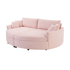 Pink Oversized Double Chaise Lounge Sofa with Upholstered Corduroy Fabric, Deep Seat and USB Ports, 102.3' L for Living Room