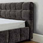 California King Upholstered Bed with Storage - Dark Gray.