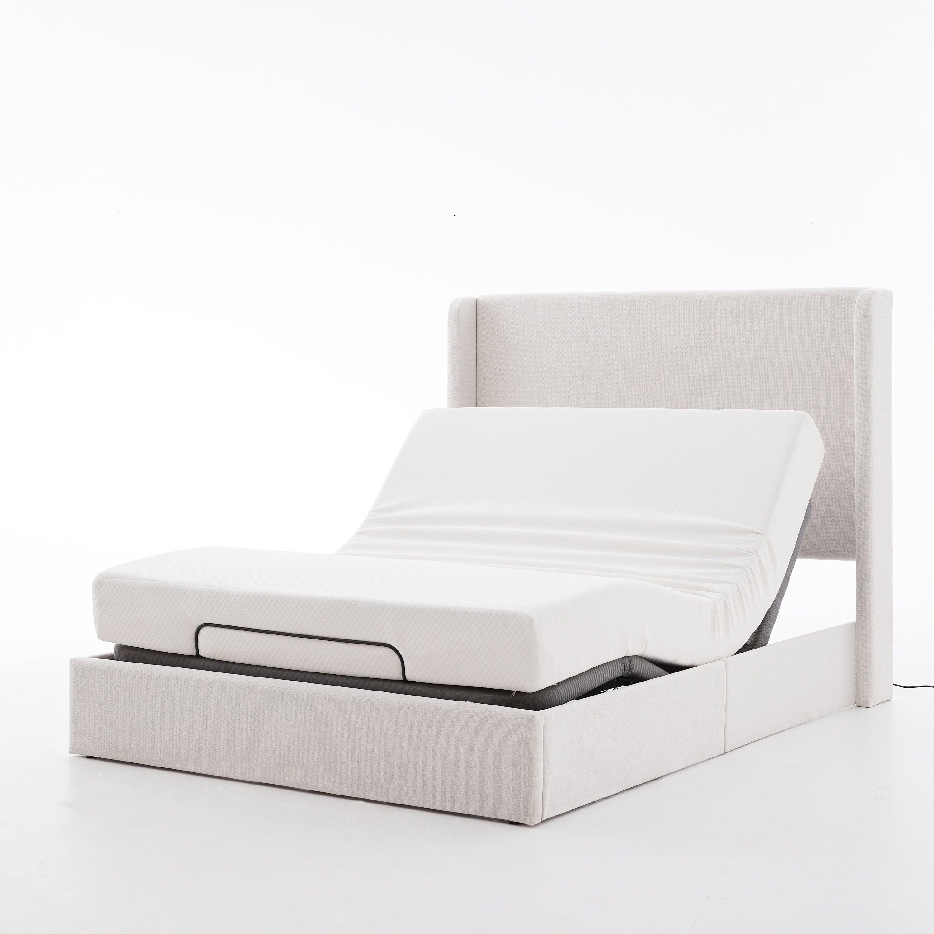 Caron Adjustable Wingback Bed Bundle Set - Queen Size.