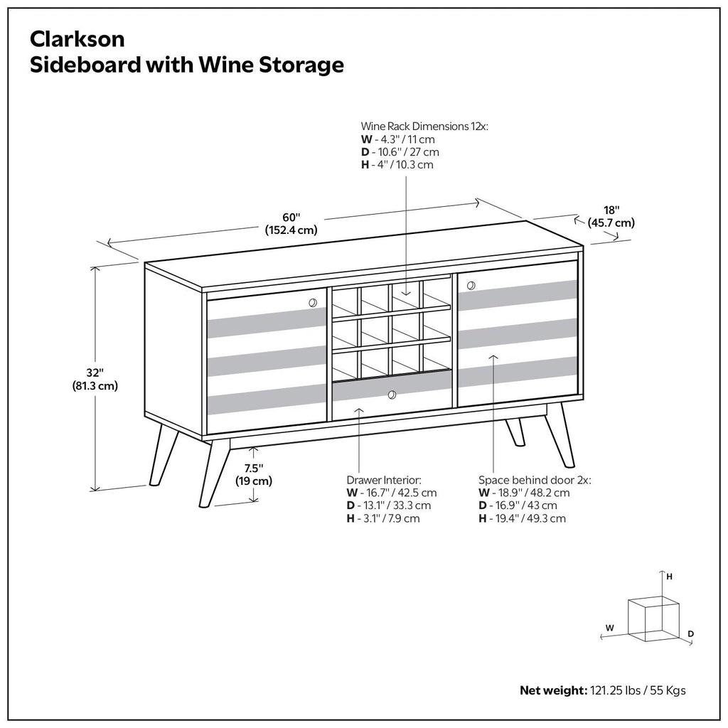 Clarkson Sideboard with Wine Storage for Entertaining.
