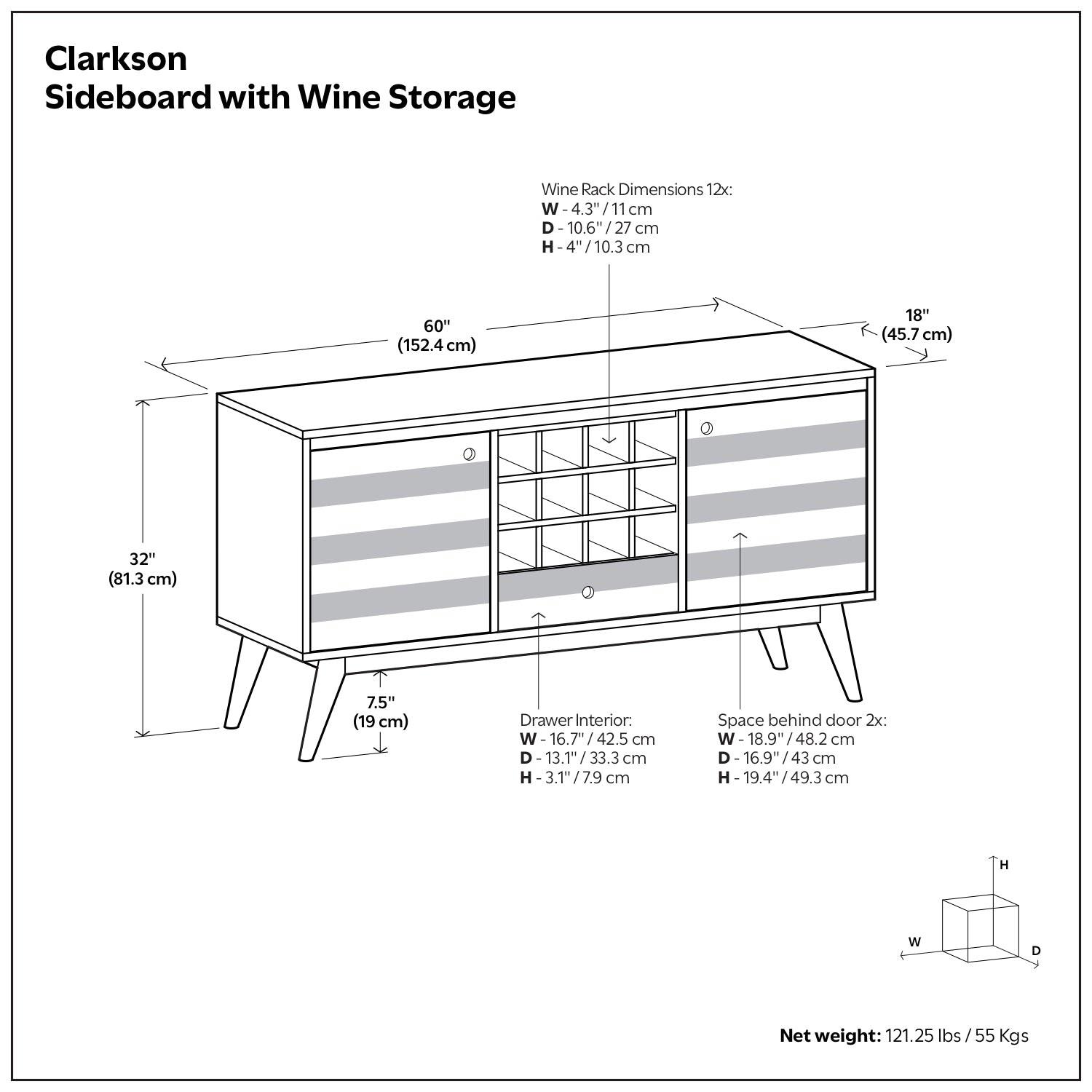 Clarkson Sideboard with Wine Storage for Entertaining.