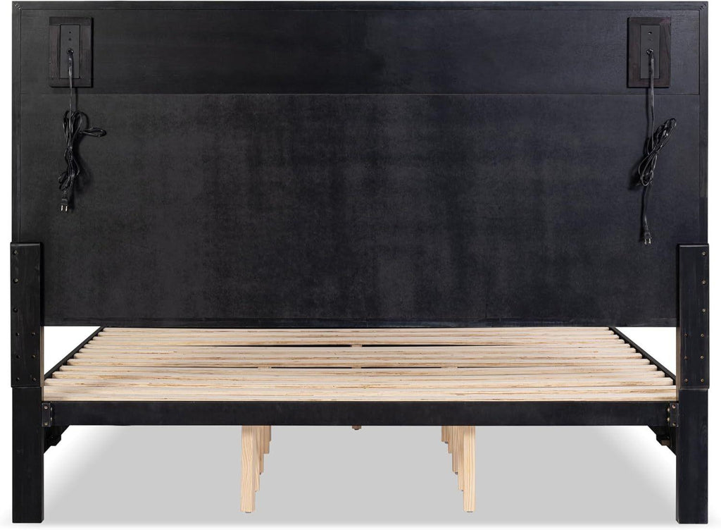 Mid-Century Modern King Size Bed with Storage Drawers.
